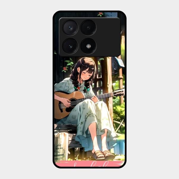 Guitar Girl Glossy Metal Case Cover For Poco X6 Pro 5G