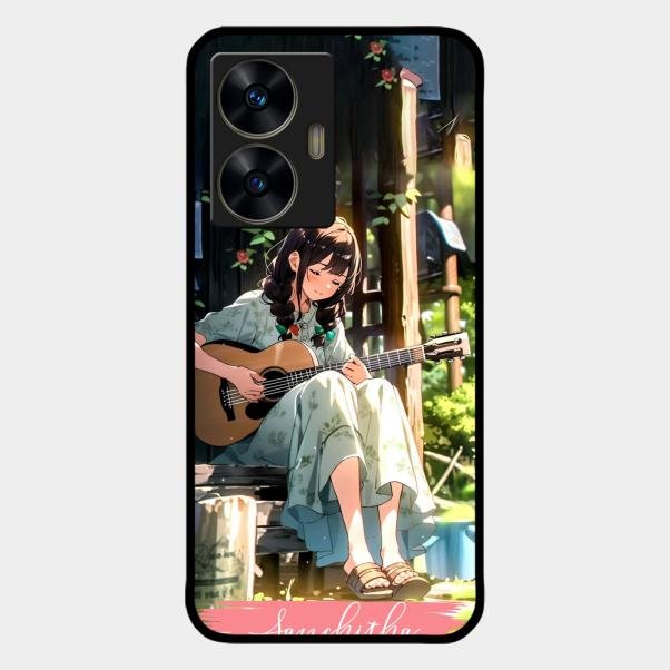 Guitar Girl Glossy Metal Case Cover For Realme C55