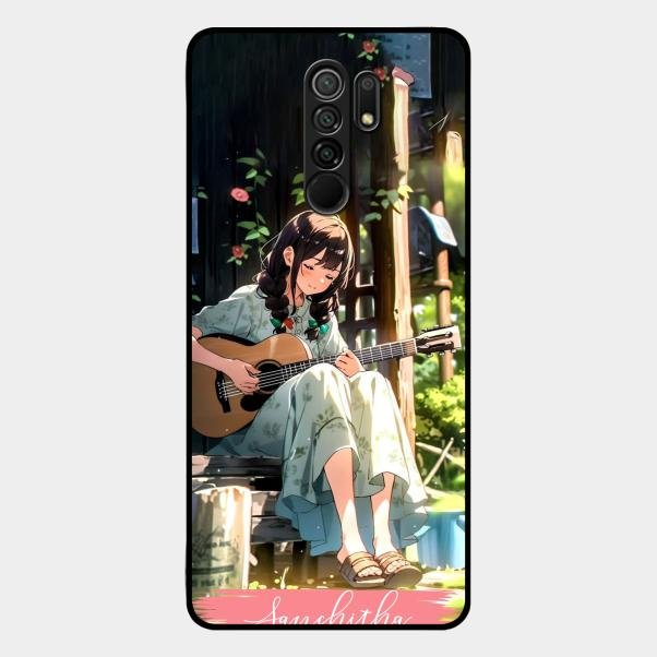 Guitar Girl Glossy Metal Case Cover For Redmi 9 Prime