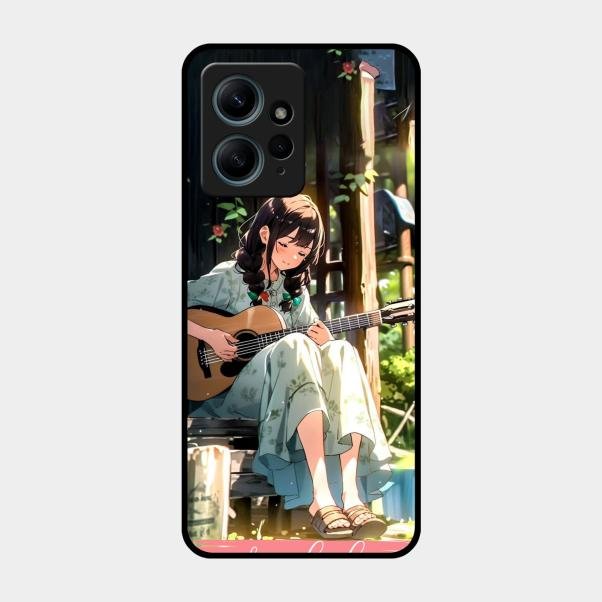 Guitar Girl Glossy Metal Case Cover For Redmi Note 12 4G