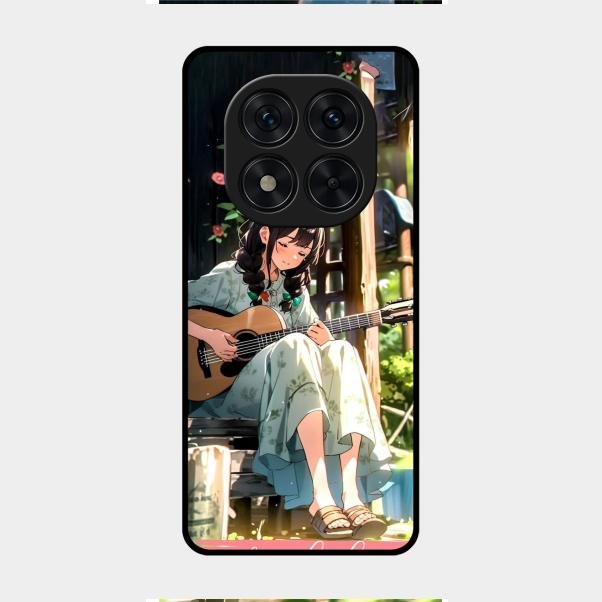 Guitar Girl Glossy Metal Case Cover For Redmi Note 14 Pro 5G