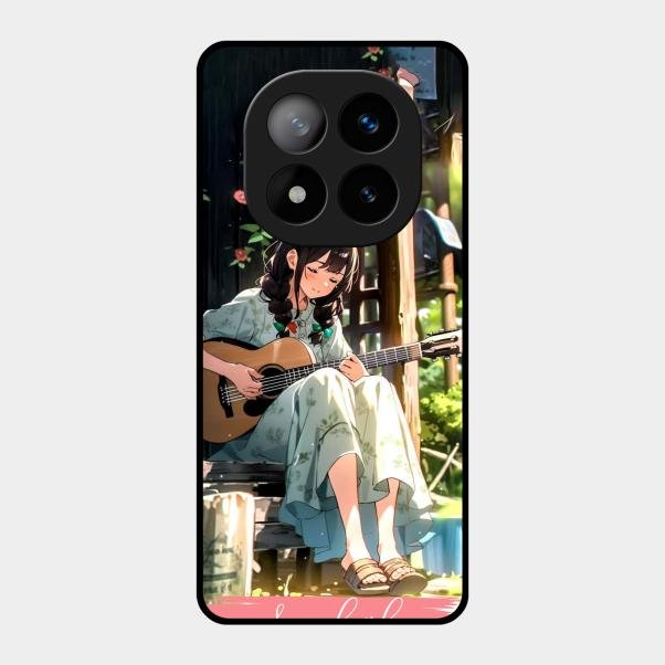 Guitar Girl Glossy Metal Case Cover For Redmi Note 14 Pro Plus 5G