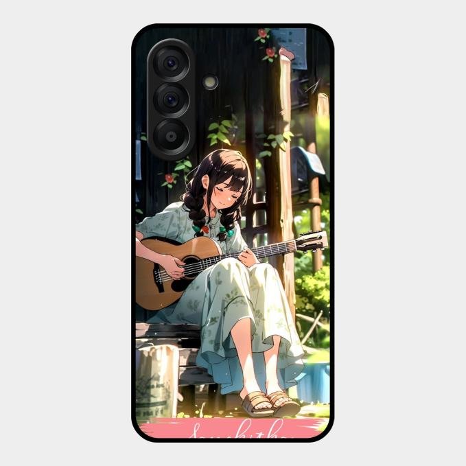 Guitar Girl Glossy Metal Case Cover For Samsung Galaxy A17 5G