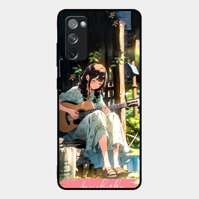 Guitar Girl Glossy Metal Case Cover For Samsung Galaxy S20 Fe 5G