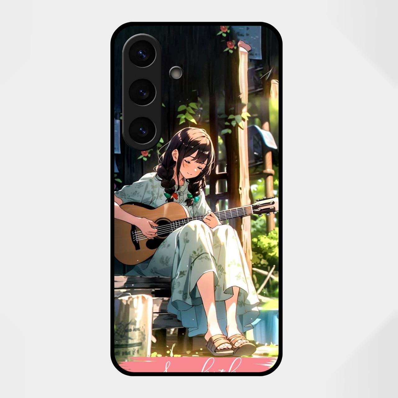 Guitar Girl Glossy Metal Case Cover For Samsung Galaxy S25 FE 5G