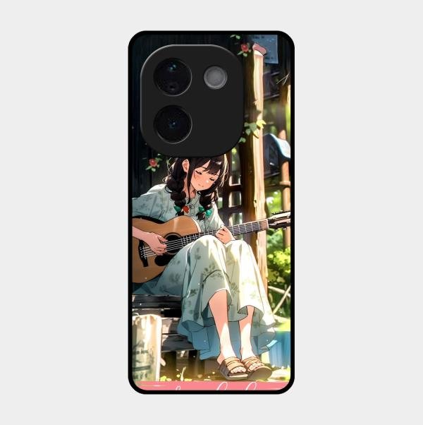 Guitar Girl Glossy Metal Case Cover For Vivo T3 Pro 5G