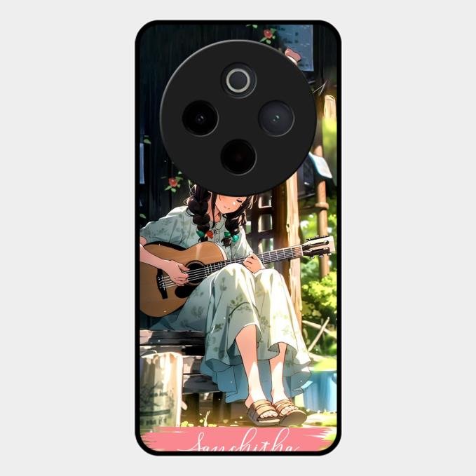 Guitar Girl Glossy Metal Case Cover For Vivo T4 5G
