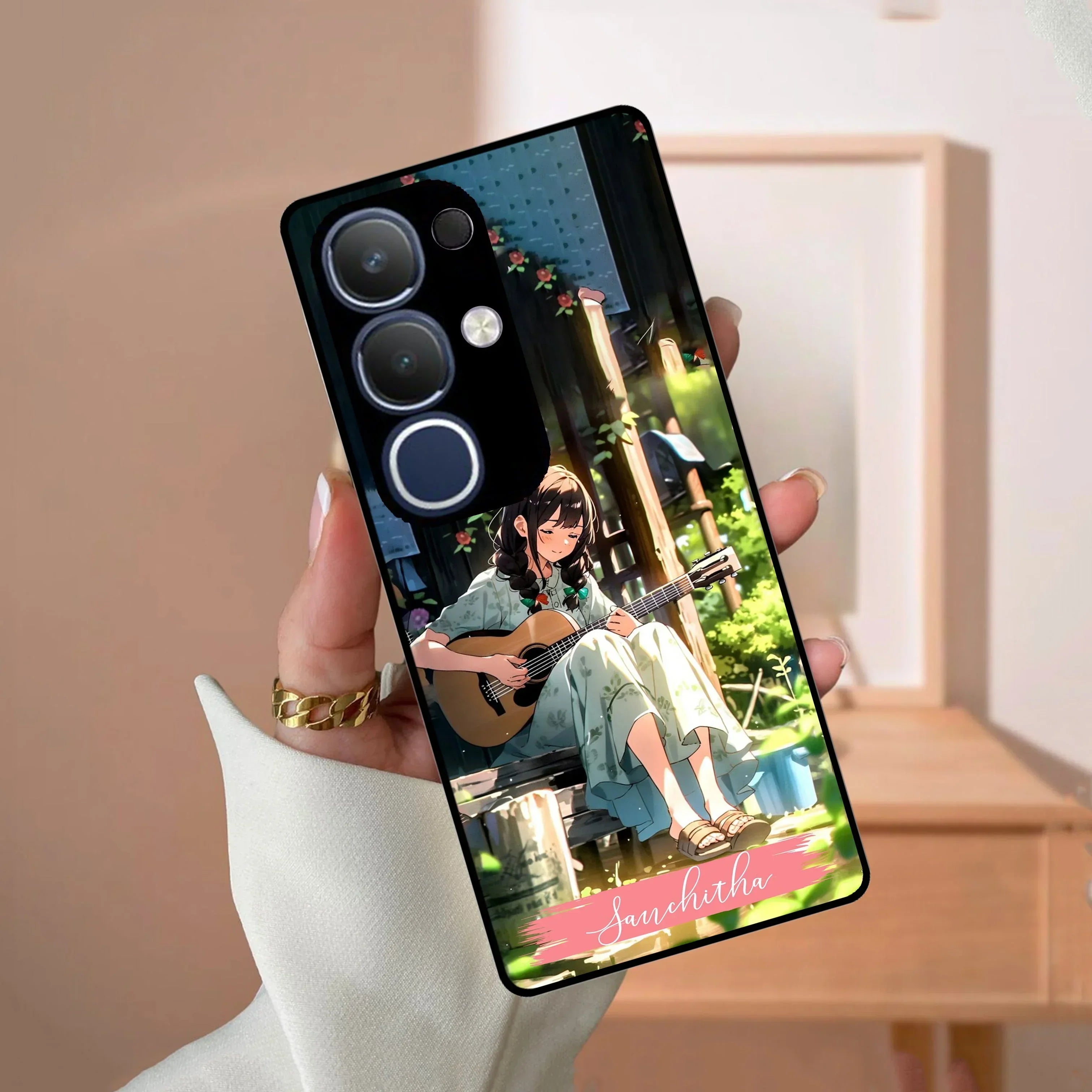 Guitar Girl Glossy Metal Case Cover For Vivo - ShopOnCliQ