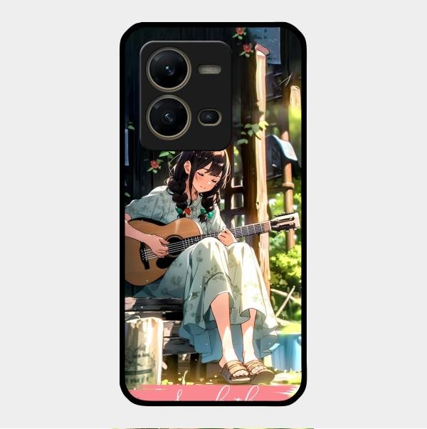 Guitar Girl Glossy Metal Case Cover For Vivo V25 5G