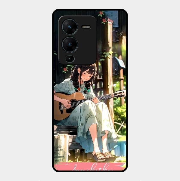 Guitar Girl Glossy Metal Case Cover For Vivo V25 Pro 5G