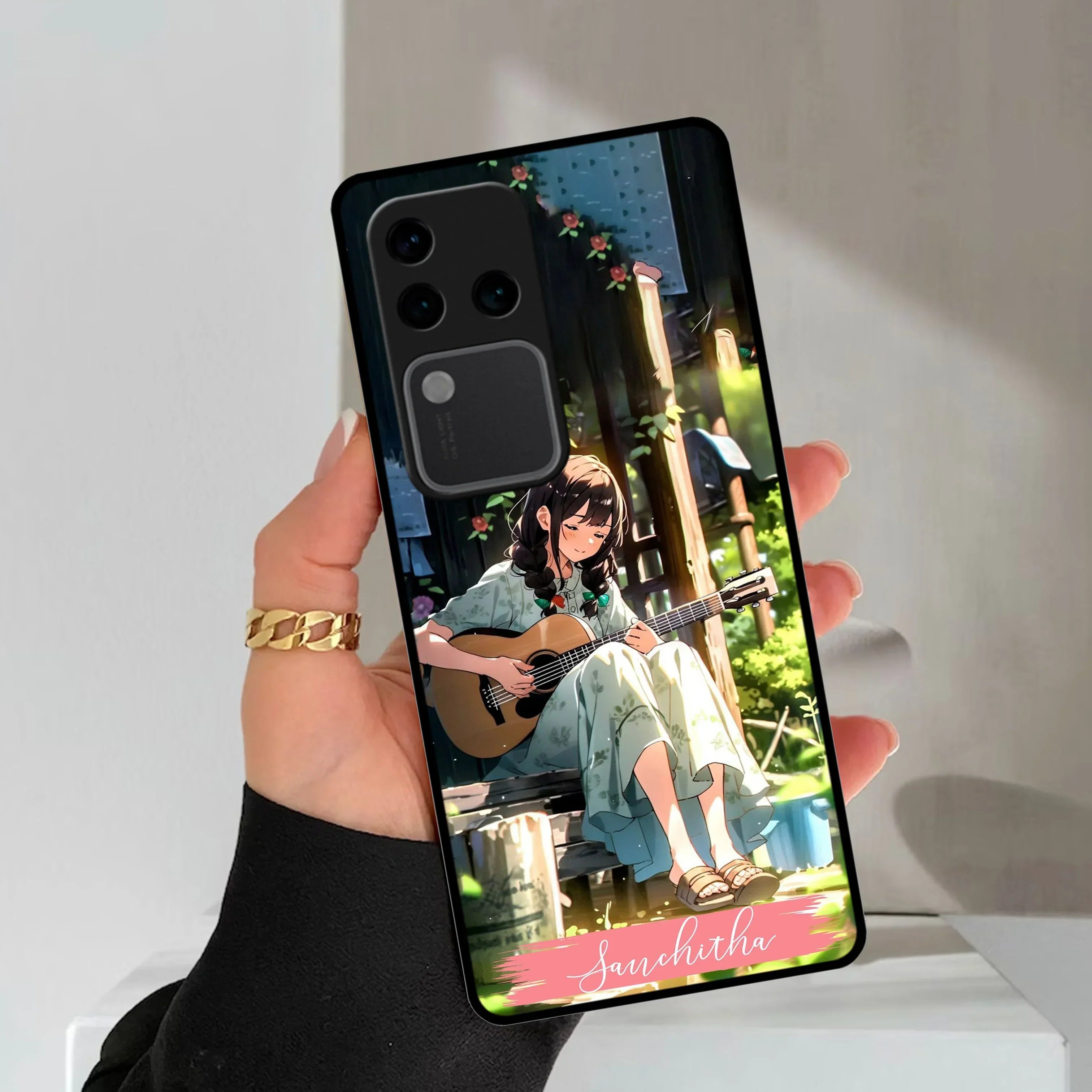 Guitar Girl Glossy Metal Case Cover For Vivo - ShopOnCliQ