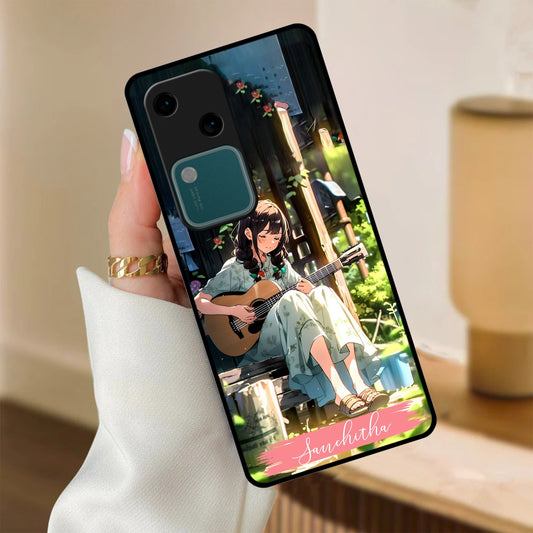 Guitar Girl Glossy Metal Case Cover For Vivo