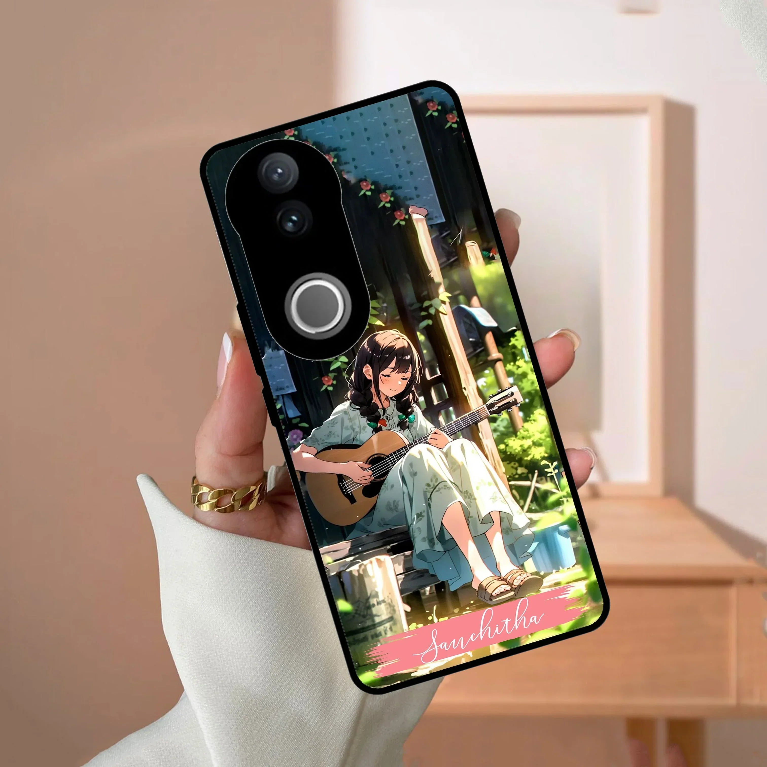 Guitar Girl Glossy Metal Case Cover For Vivo - ShopOnCliQ