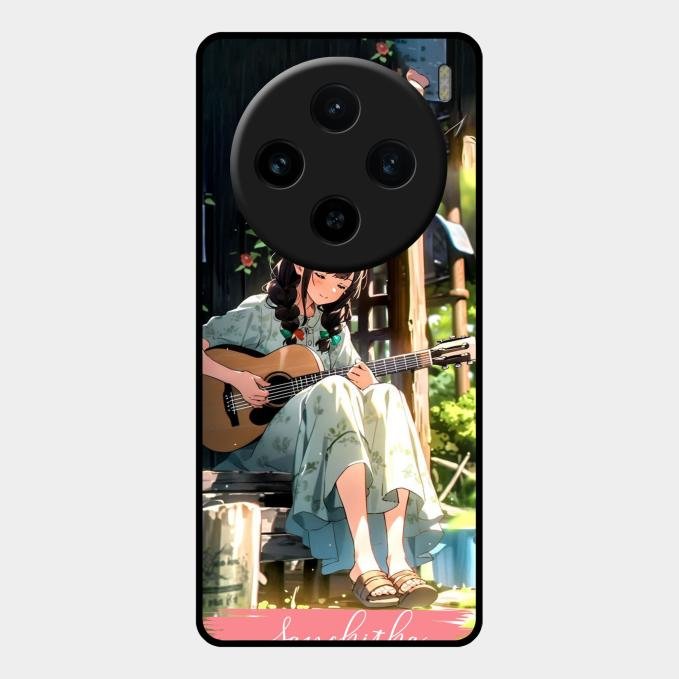 Guitar Girl Glossy Metal Case Cover For Vivo X100 5G