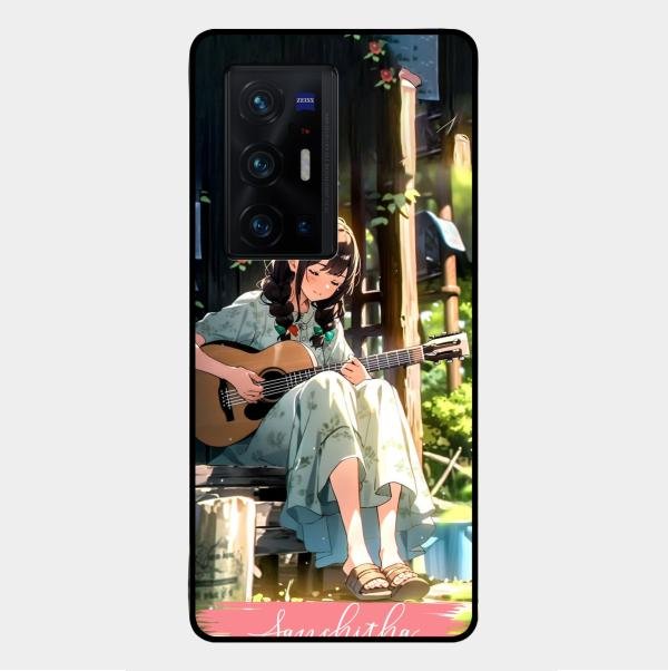 Guitar Girl Glossy Metal Case Cover For Vivo X70 Pro Plus 5G