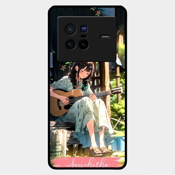 Guitar Girl Glossy Metal Case Cover For Vivo X80 5G