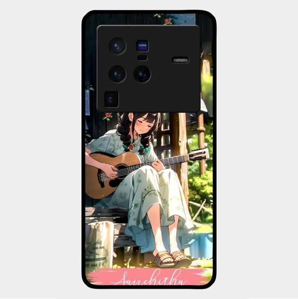 Guitar Girl Glossy Metal Case Cover For Vivo X80 Pro 5G