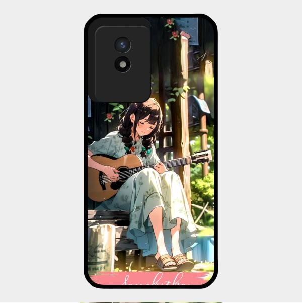 Guitar Girl Glossy Metal Case Cover For Vivo Y02T
