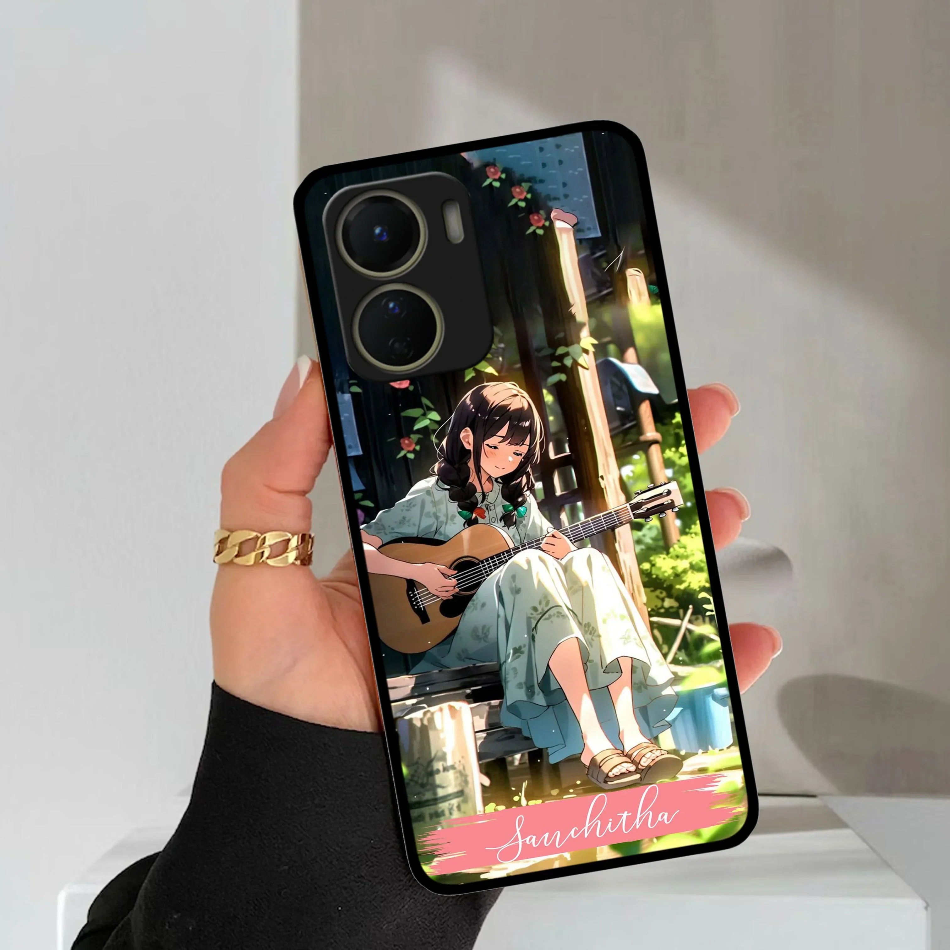 Guitar Girl Glossy Metal Case Cover For Vivo - ShopOnCliQ