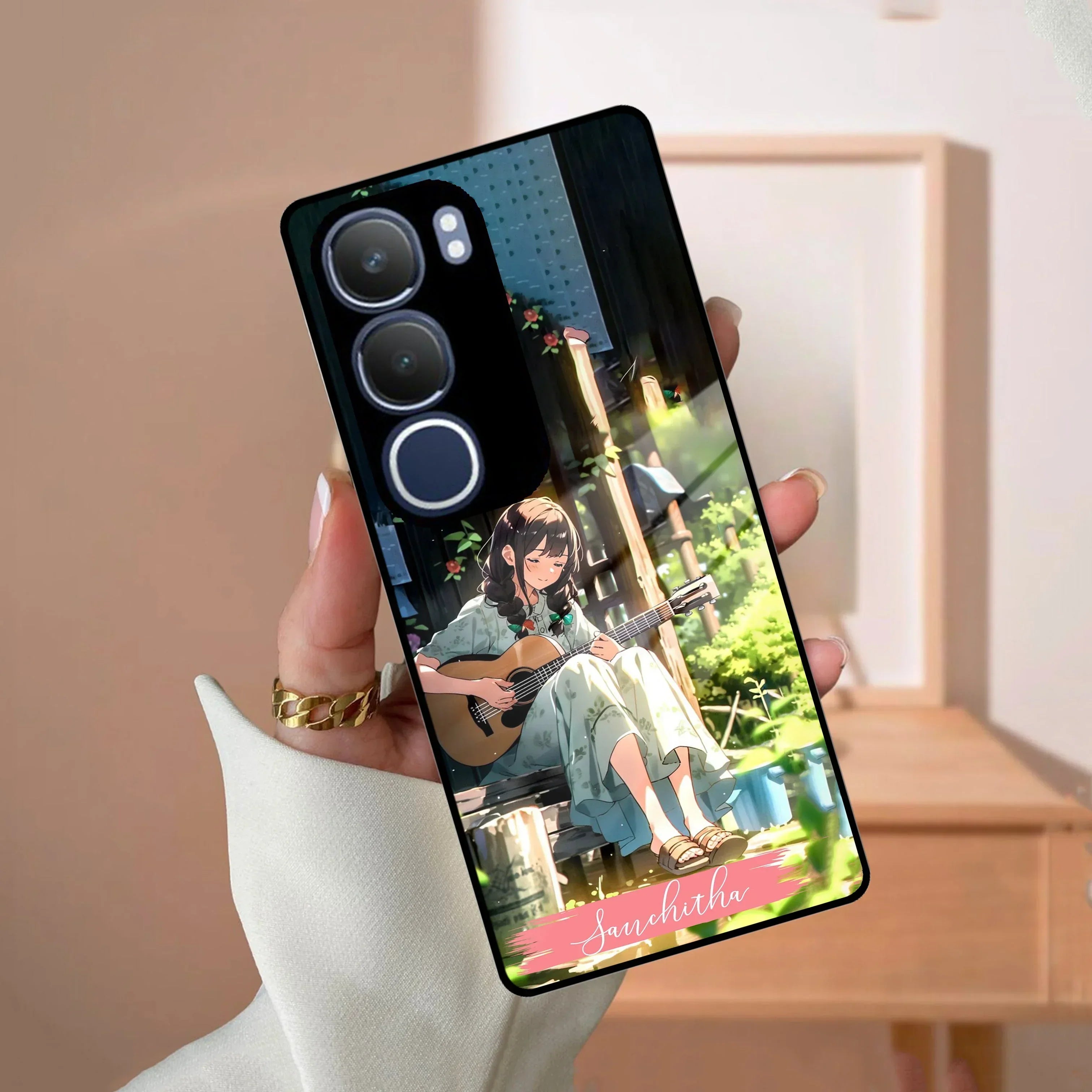 Guitar Girl Glossy Metal Case Cover For Vivo - ShopOnCliQ