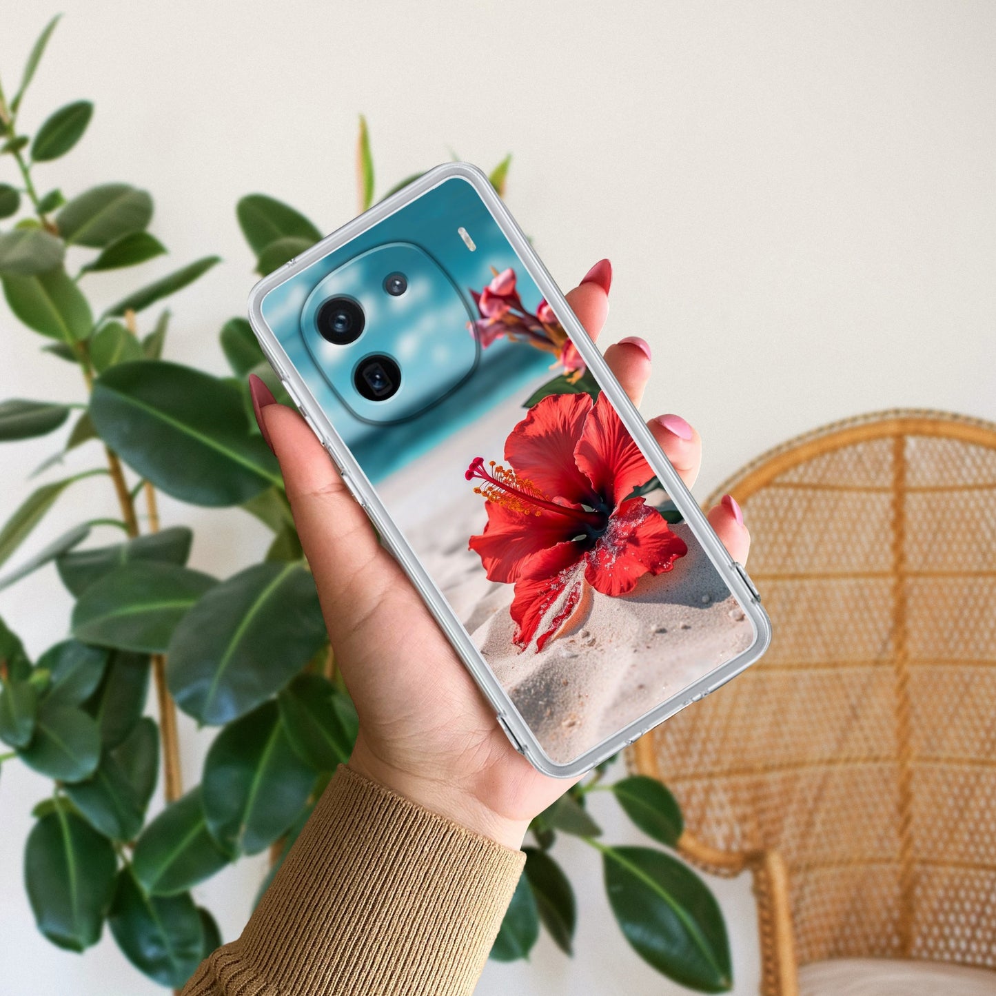 Gurhal Floral Transparent Silicon Case For iQOO