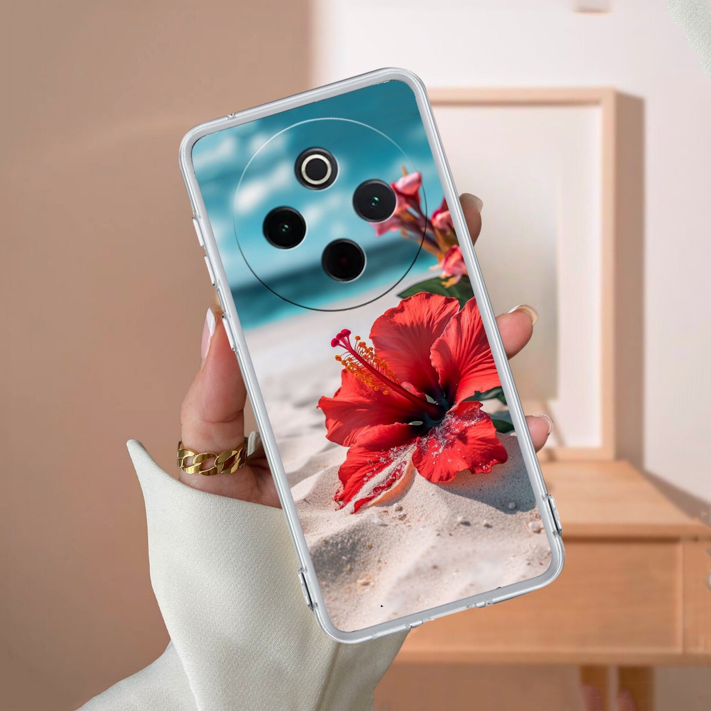 Gurhal Floral Transparent Silicon Case For iQOO