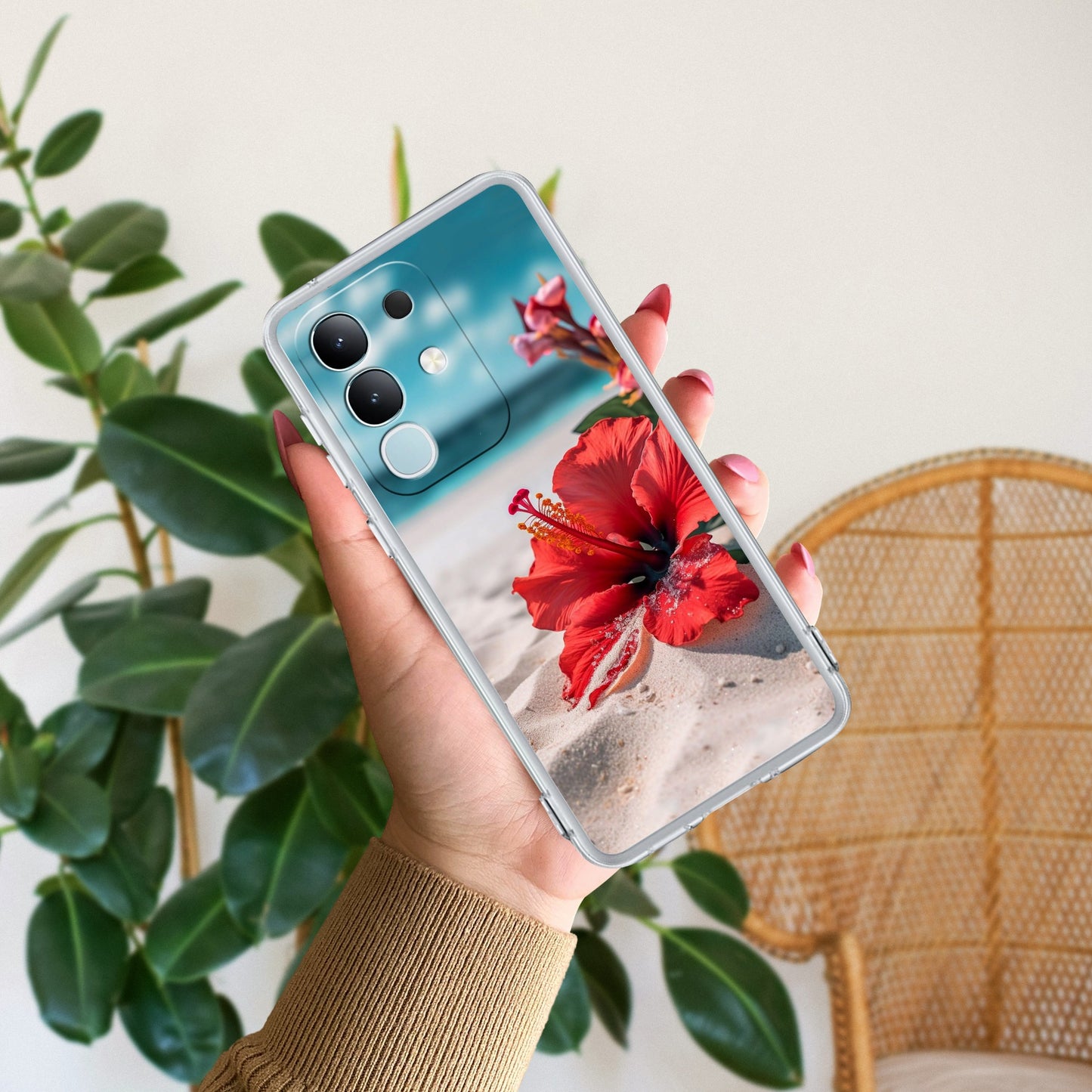 Gurhal Floral Transparent Silicon Case For iQOO