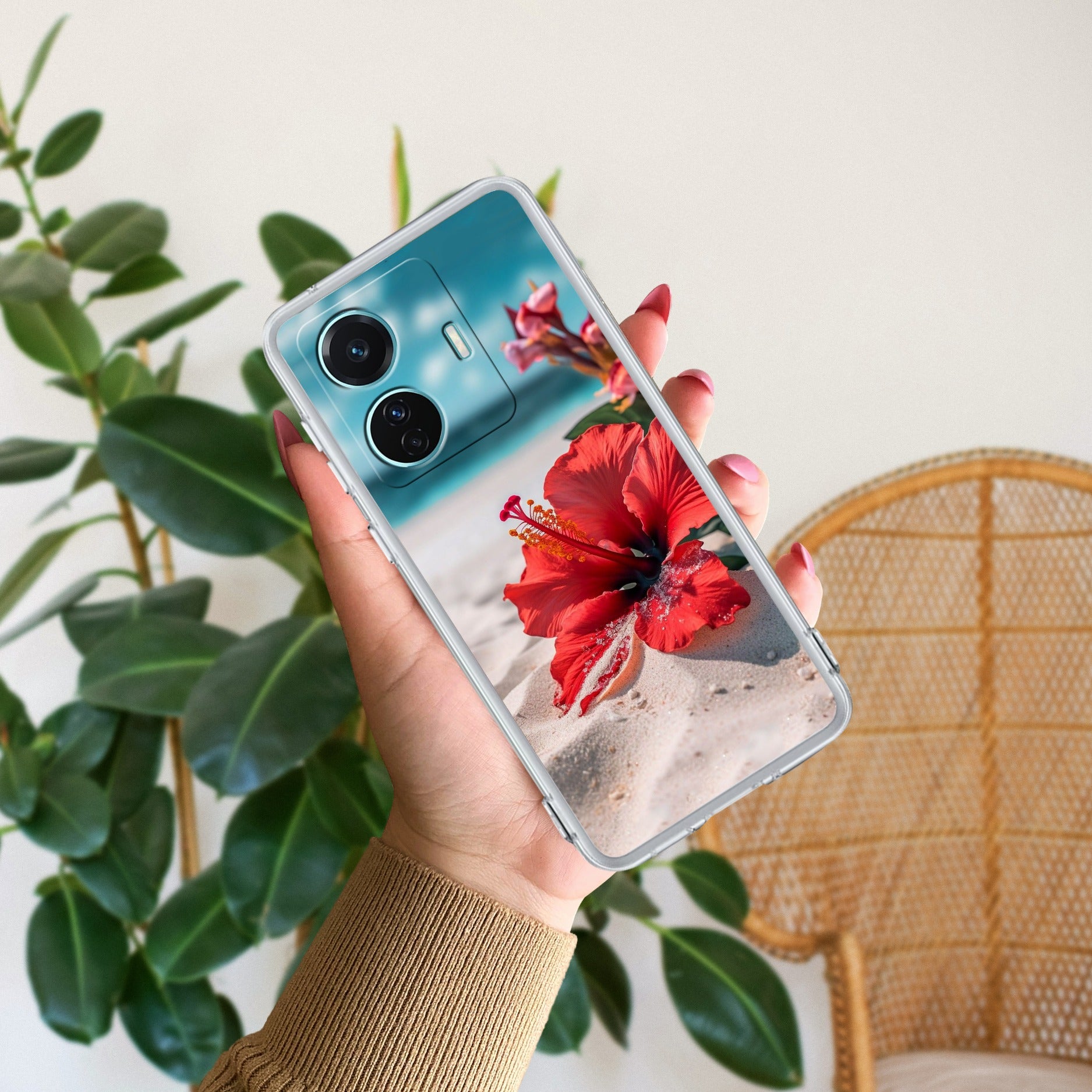 Gurhal Floral Transparent Silicon Case For Vivo T1 44W
