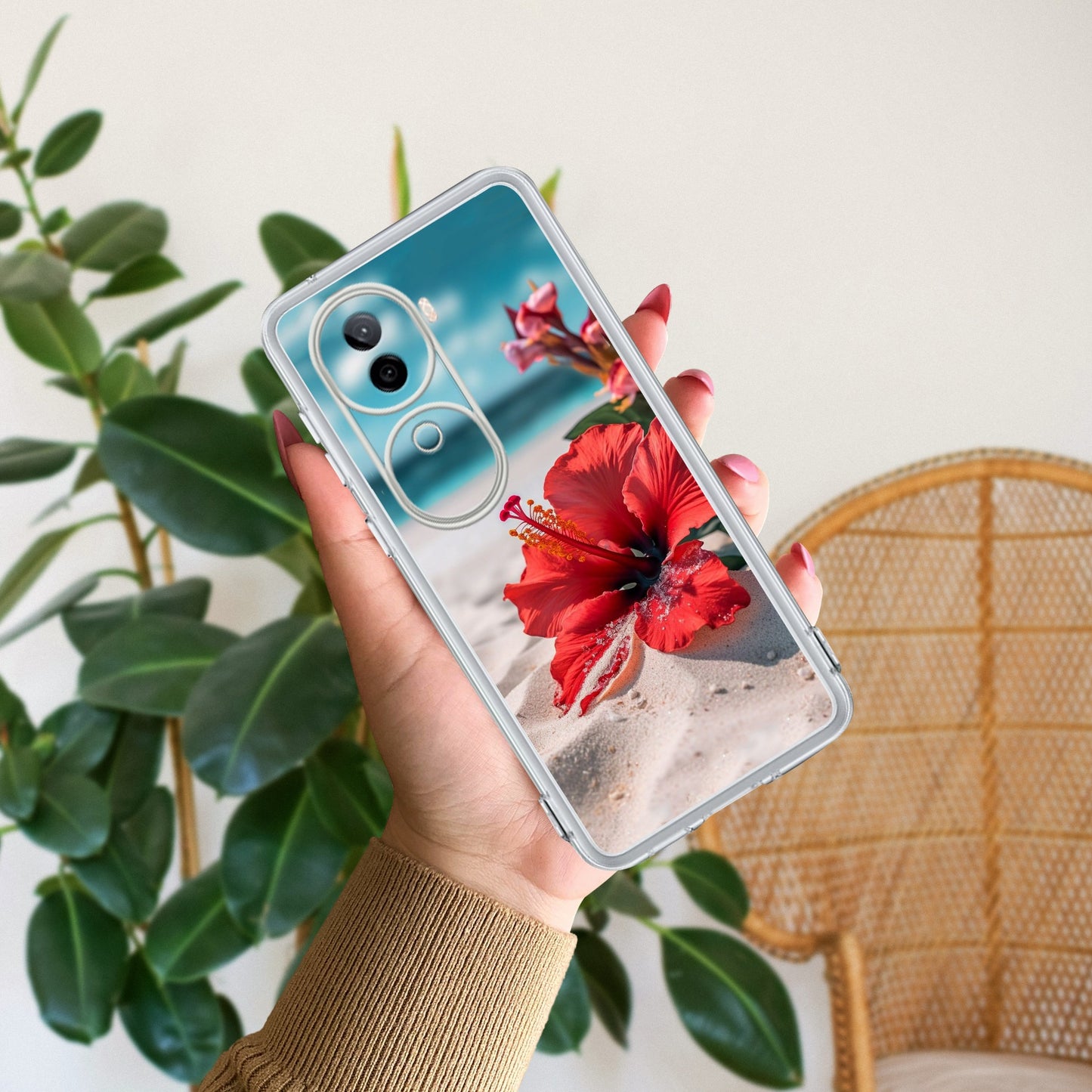 Gurhal Floral Transparent Silicon Case For iQOO
