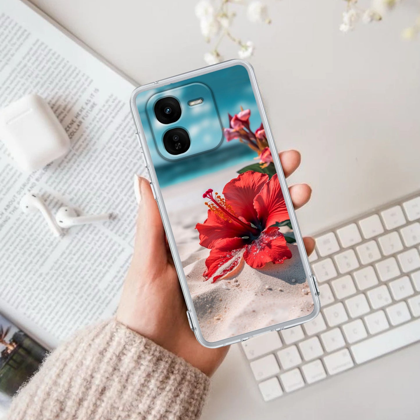 Gurhal Floral Transparent Silicon Case For iQOO