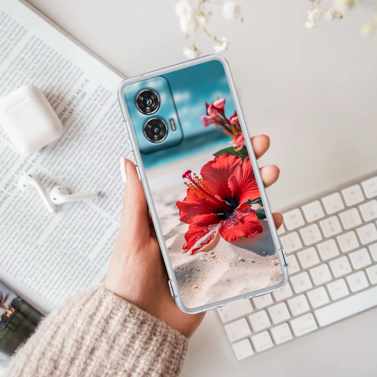 Gurhal Floral Transparent Silicon Case For Motorola