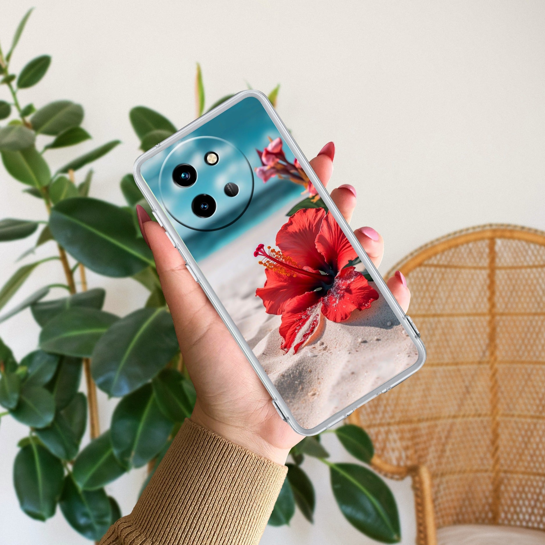 Gurhal Floral Transparent Silicon Case For Vivo V30 5G