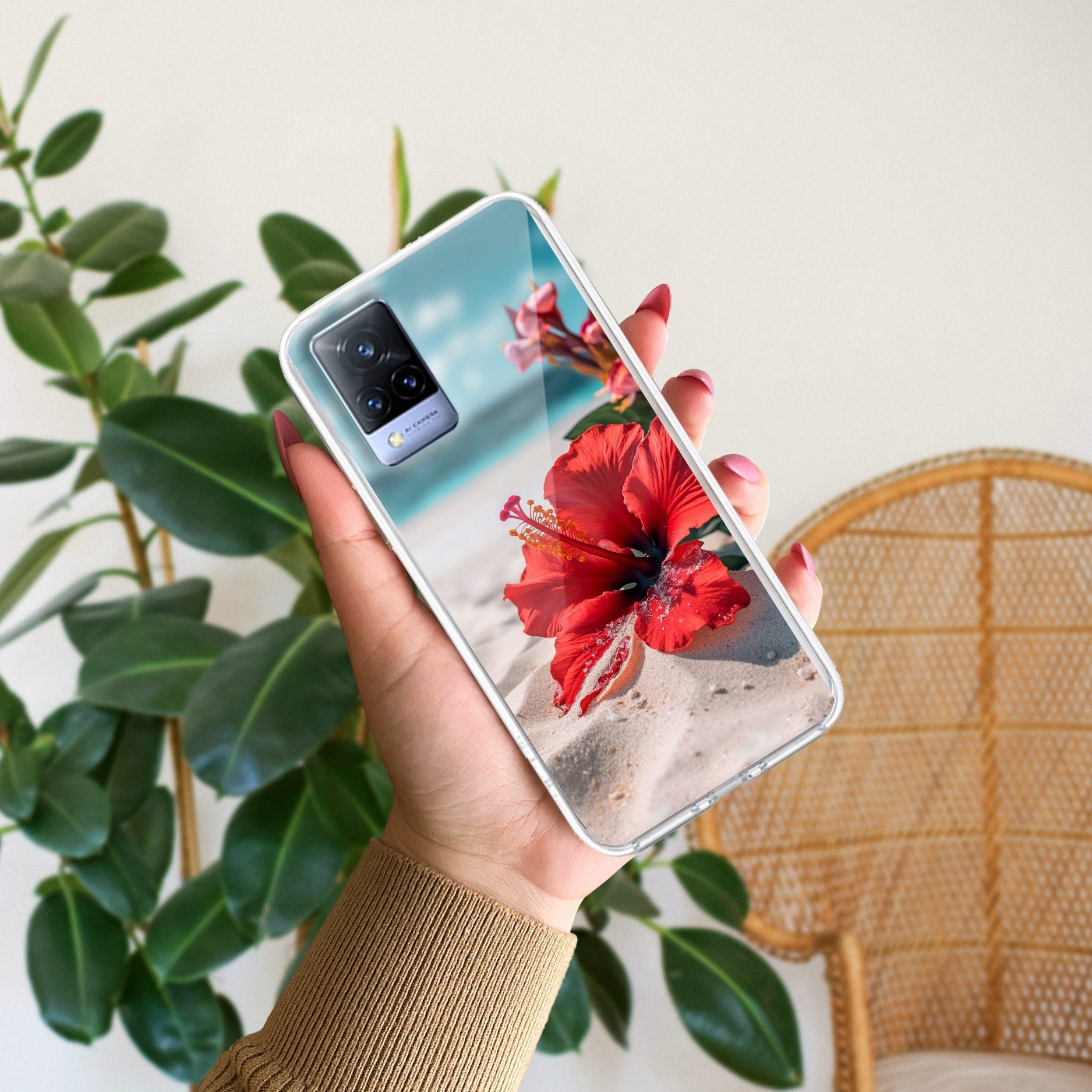 Gurhal Floral Transparent Silicon Case For Vivo V21 5G