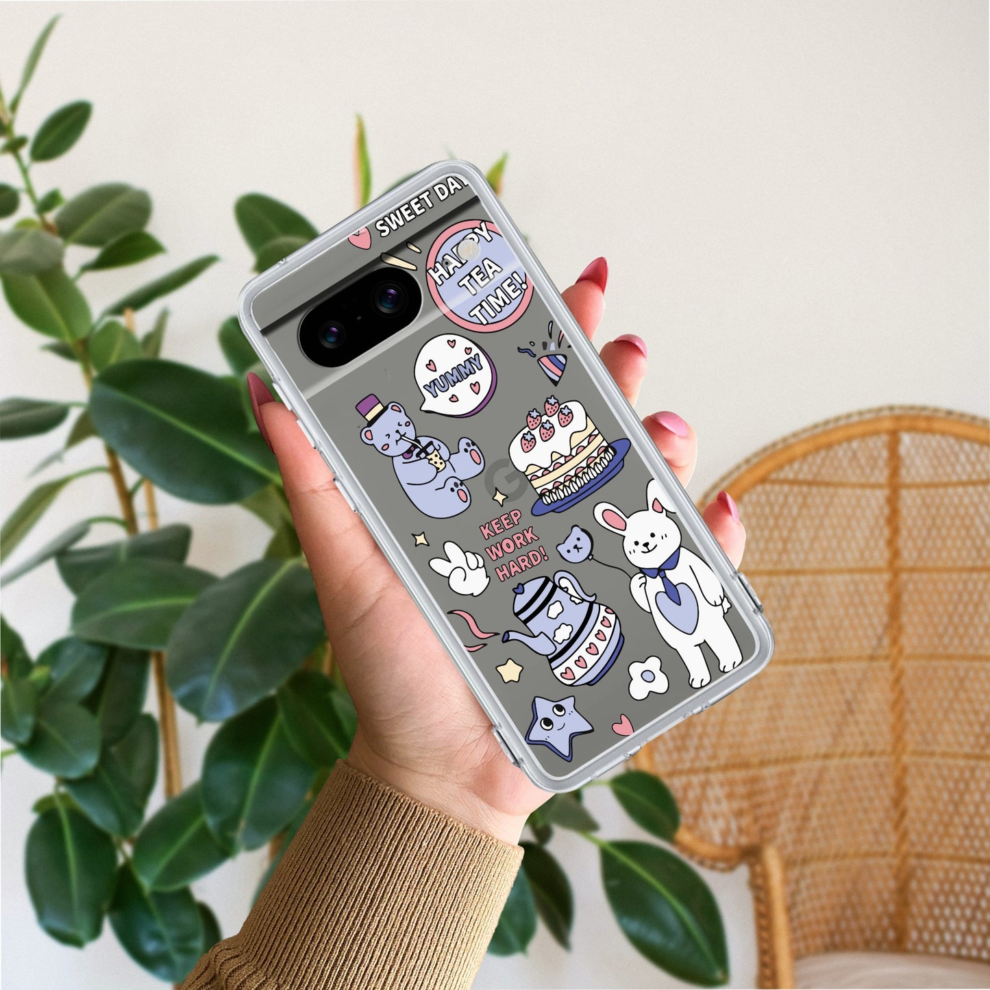 Happy Tea Time Transparent Silicon Case For Google