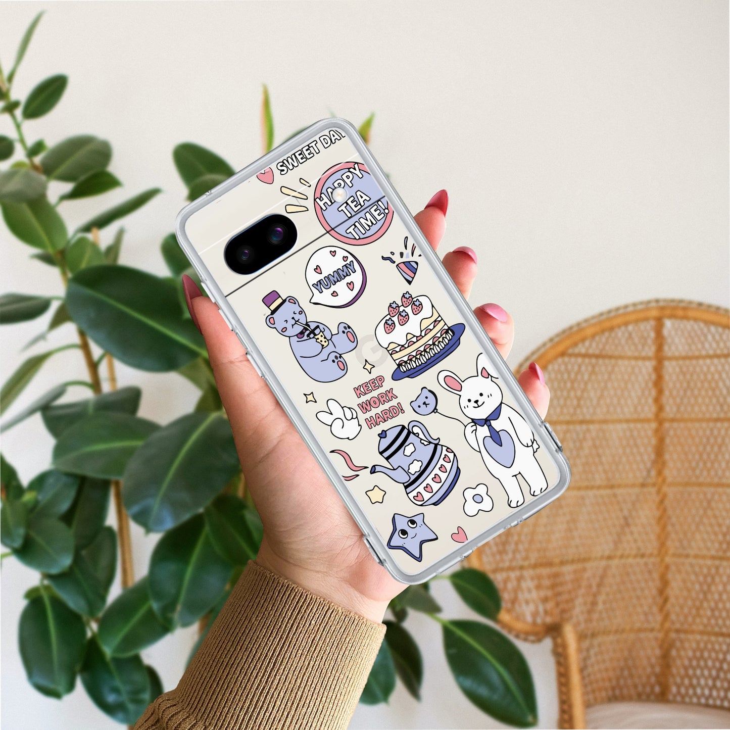 Happy Tea Time Transparent Silicon Case For Google