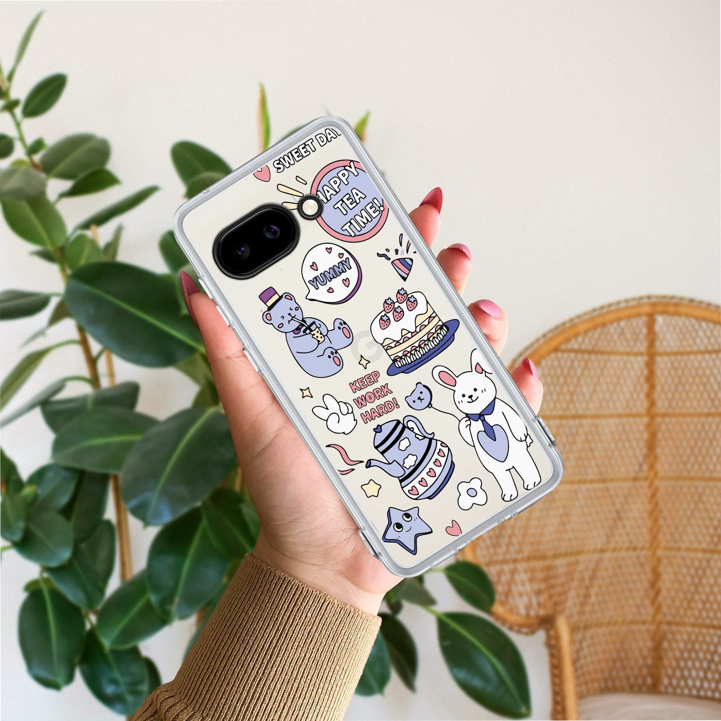 Happy Tea Time Transparent Silicon Case For Google