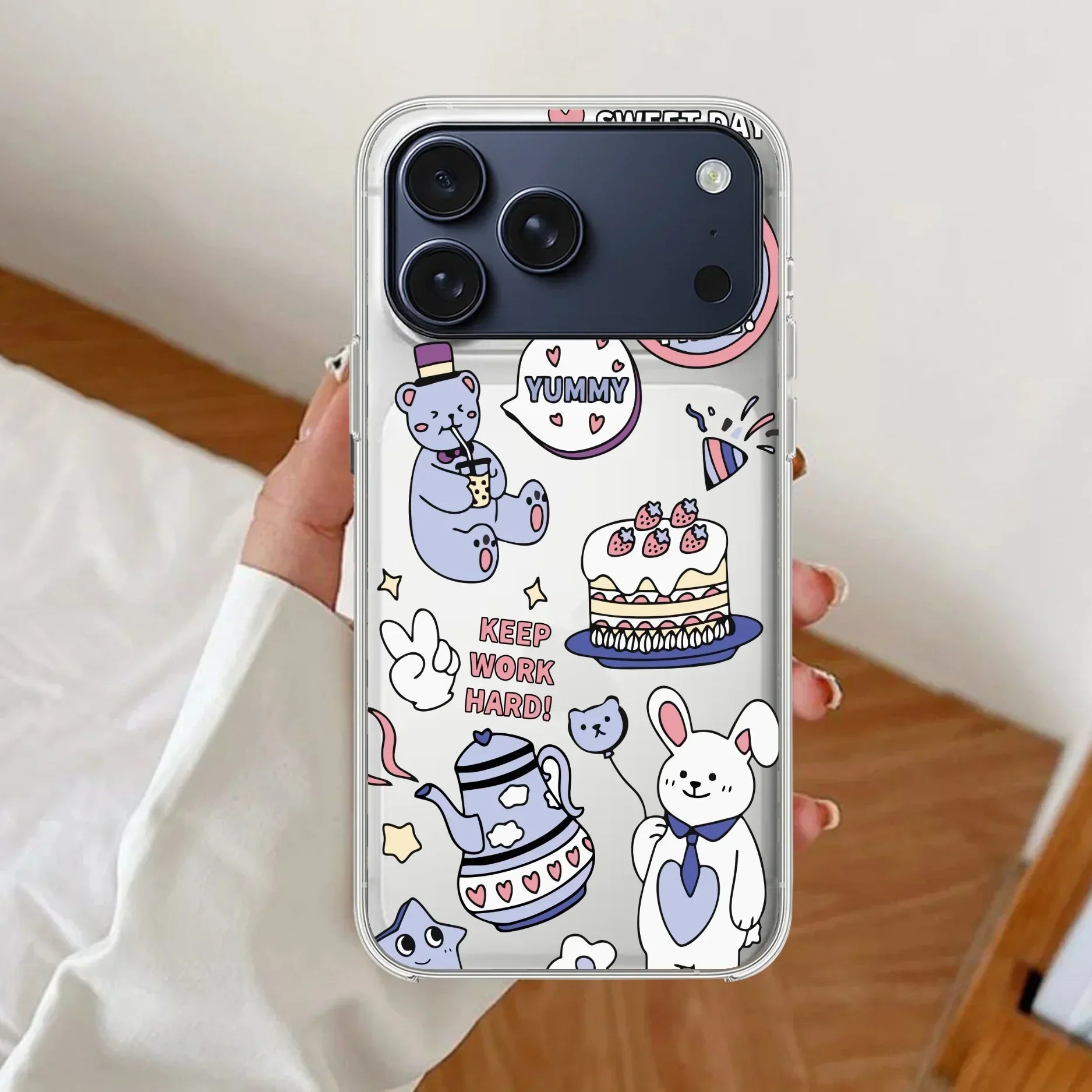 Happy Tea Time Transparent Silicon Case For iPhone 17 Pro Max