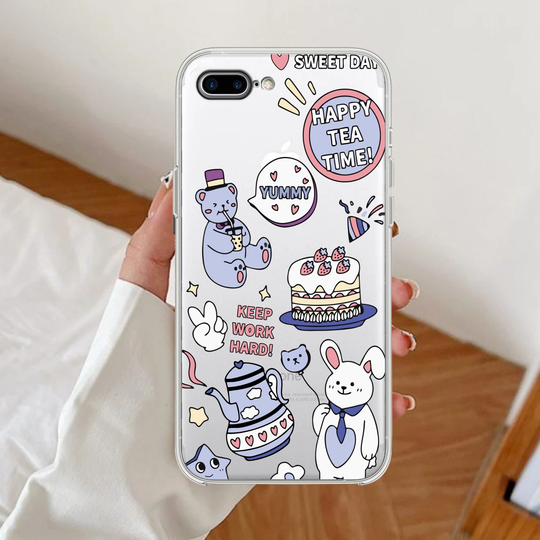 Happy Tea Time Transparent Silicon Case For iPhone