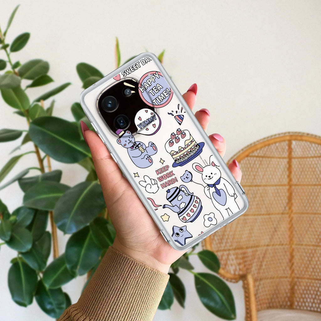 Happy Tea Time Transparent Silicon Case For iQOO 12 5G