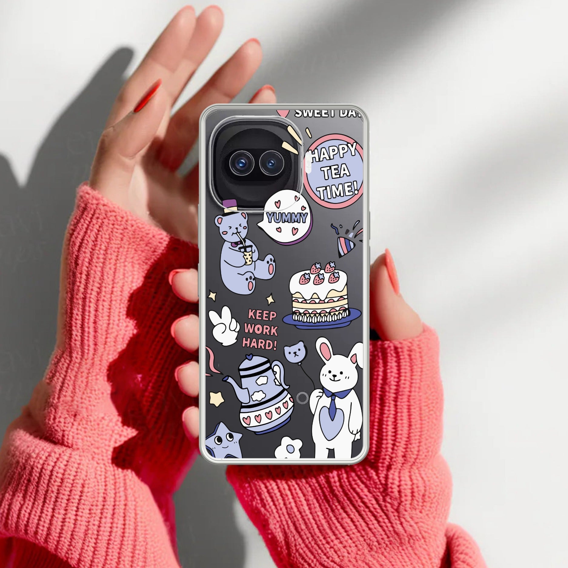 Happy Tea Time Transparent Silicon Case For iQOO