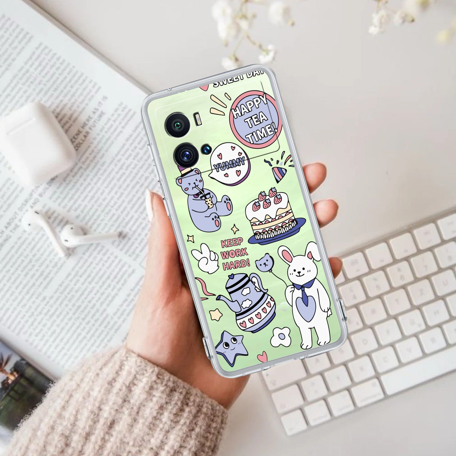 Happy Tea Time Transparent Silicon Case For iQOO Neo 7 Pro 5G