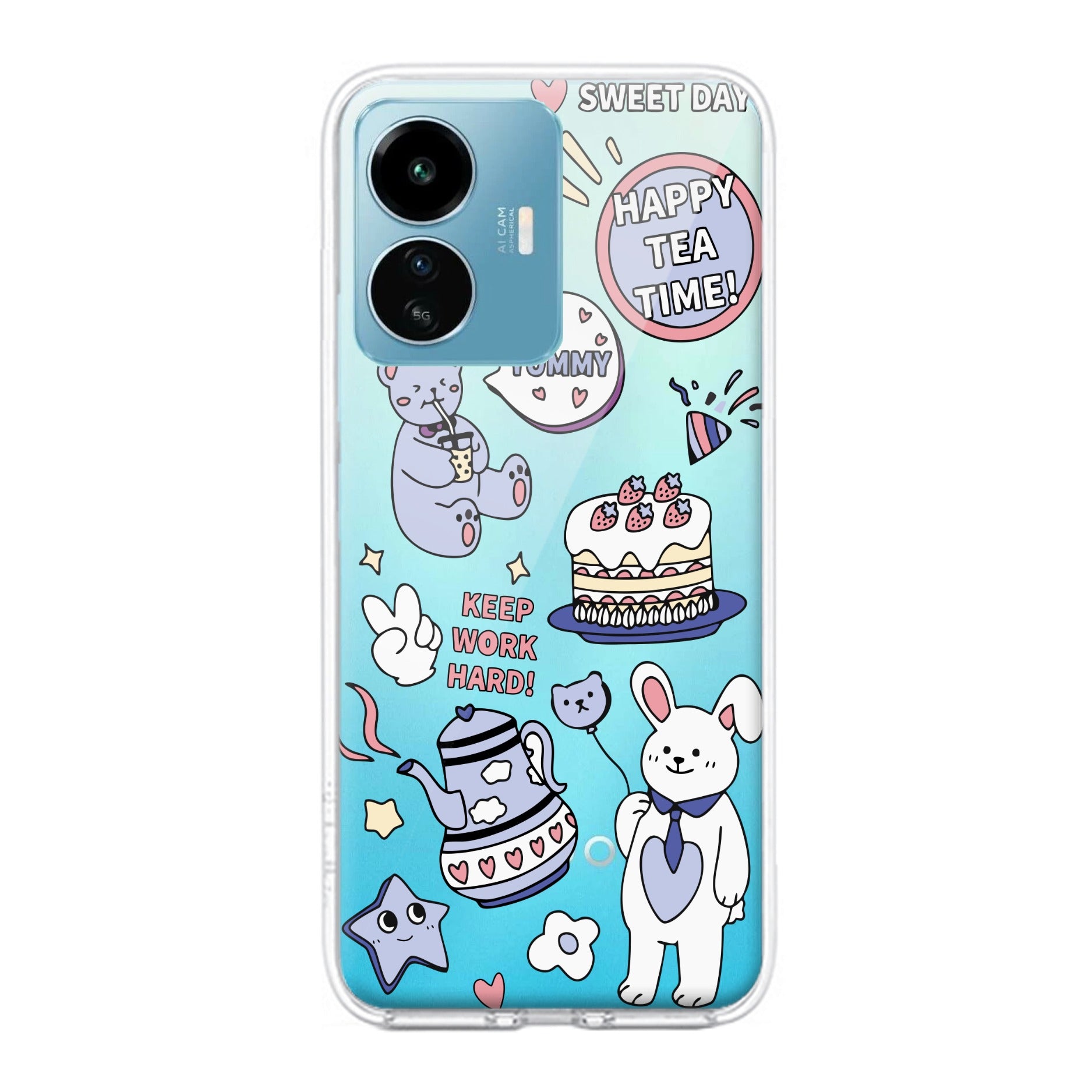Happy Tea Time Transparent Silicon Case For iQOO Z6 Lite 5G