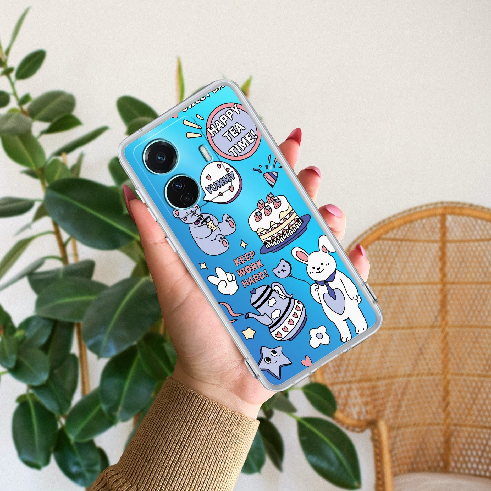 Happy Tea Time Transparent Silicon Case For Vivo T1 44W