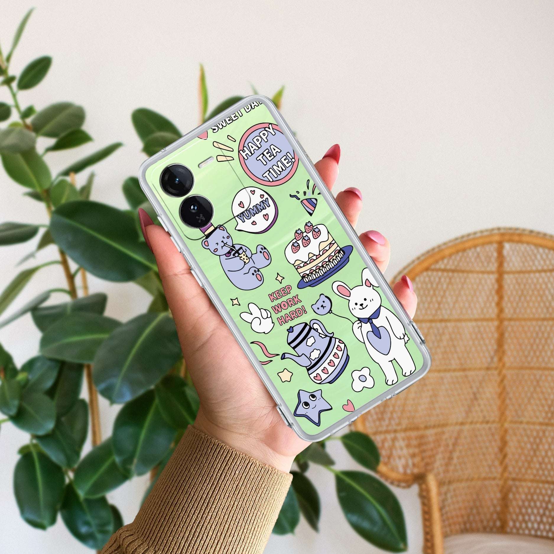 Happy Tea Time Transparent Silicon Case For iQOO Z9 5G