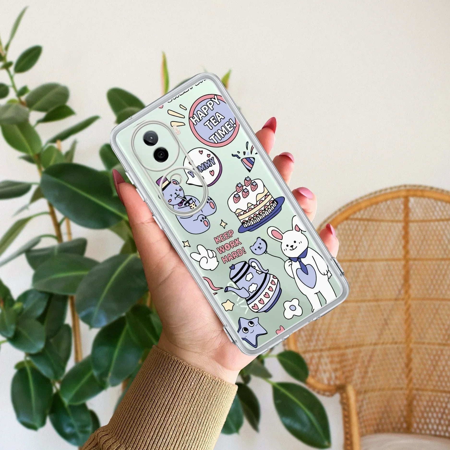 Happy Tea Time Transparent Silicon Case For Vivo V30 Pro 5G