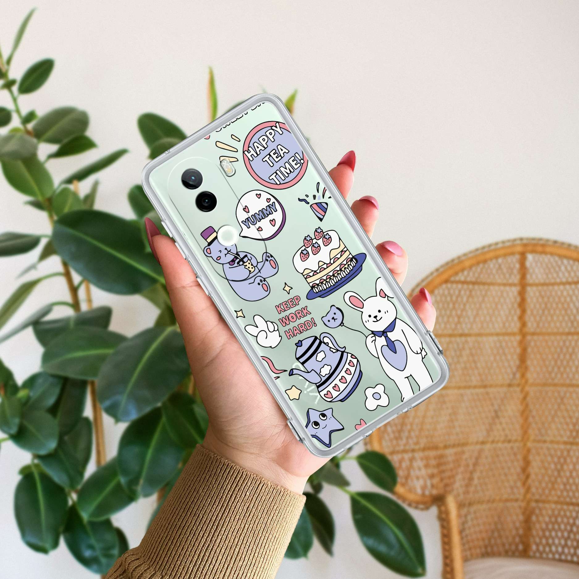 Happy Tea Time Transparent Silicon Case For Vivo Y19 5G