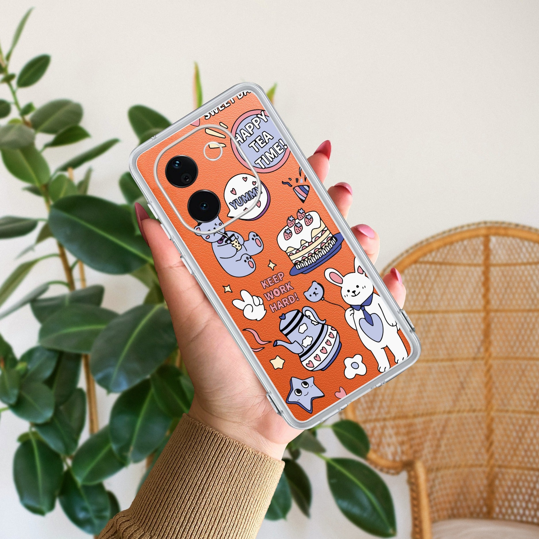 Happy Tea Time Transparent Silicon Case For iQOO Z9s Pro 5G