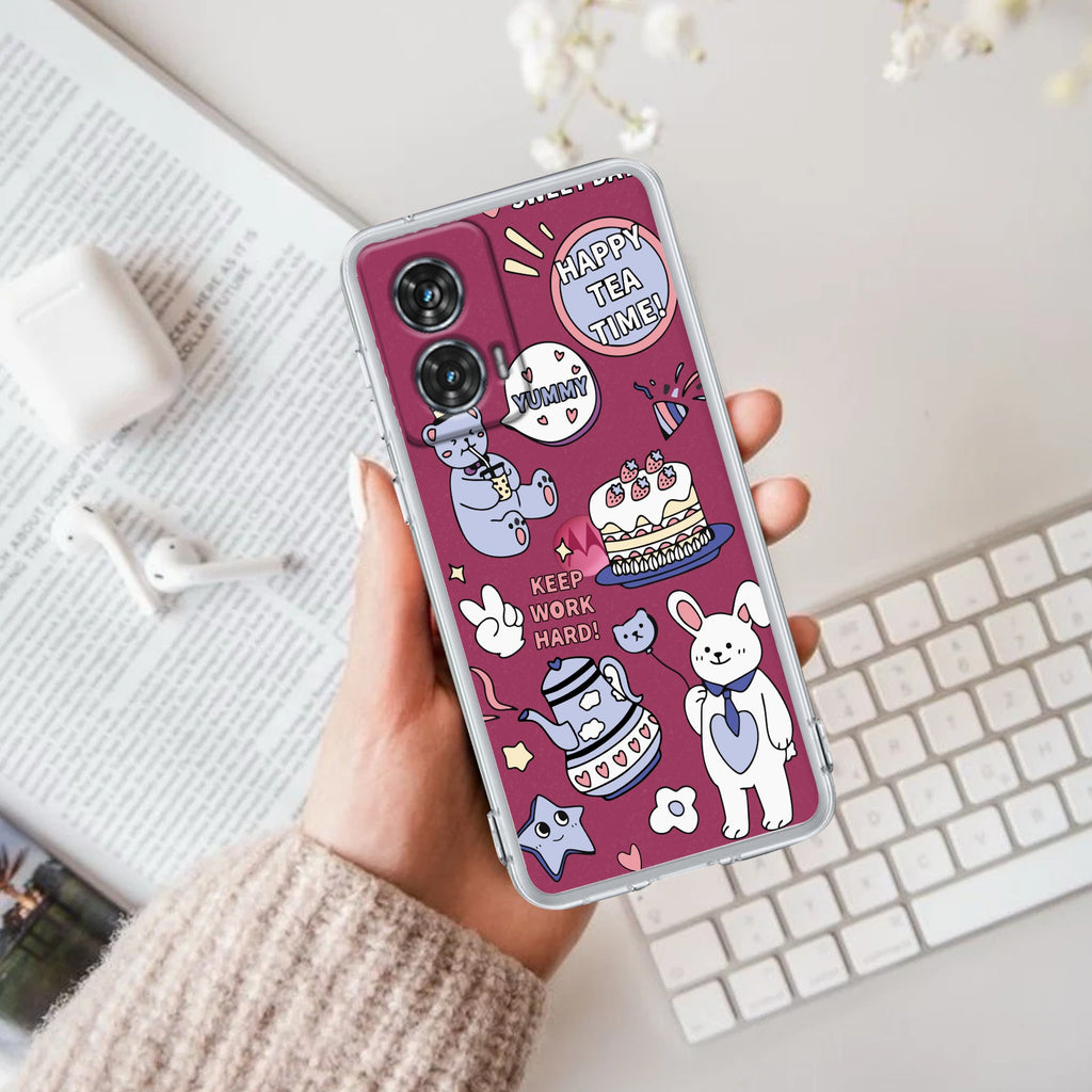 Happy Tea Time Anti Yellow Case For Motorola Edge 50 Fusion 5G