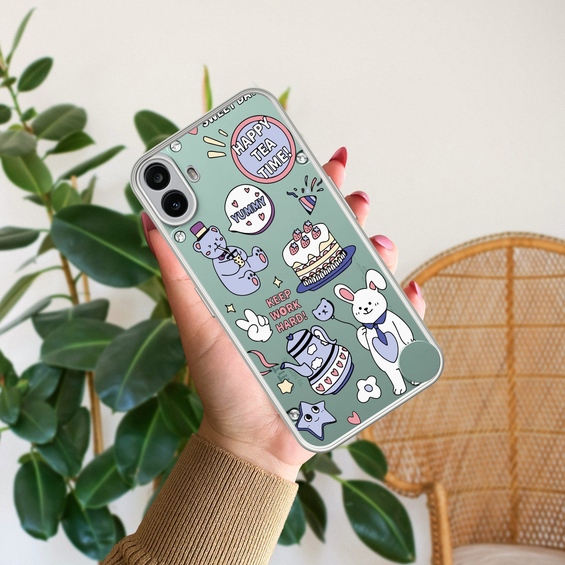 Happy Tea Time Transparent Silicon Case For CMF Nothing Phone 1 5G