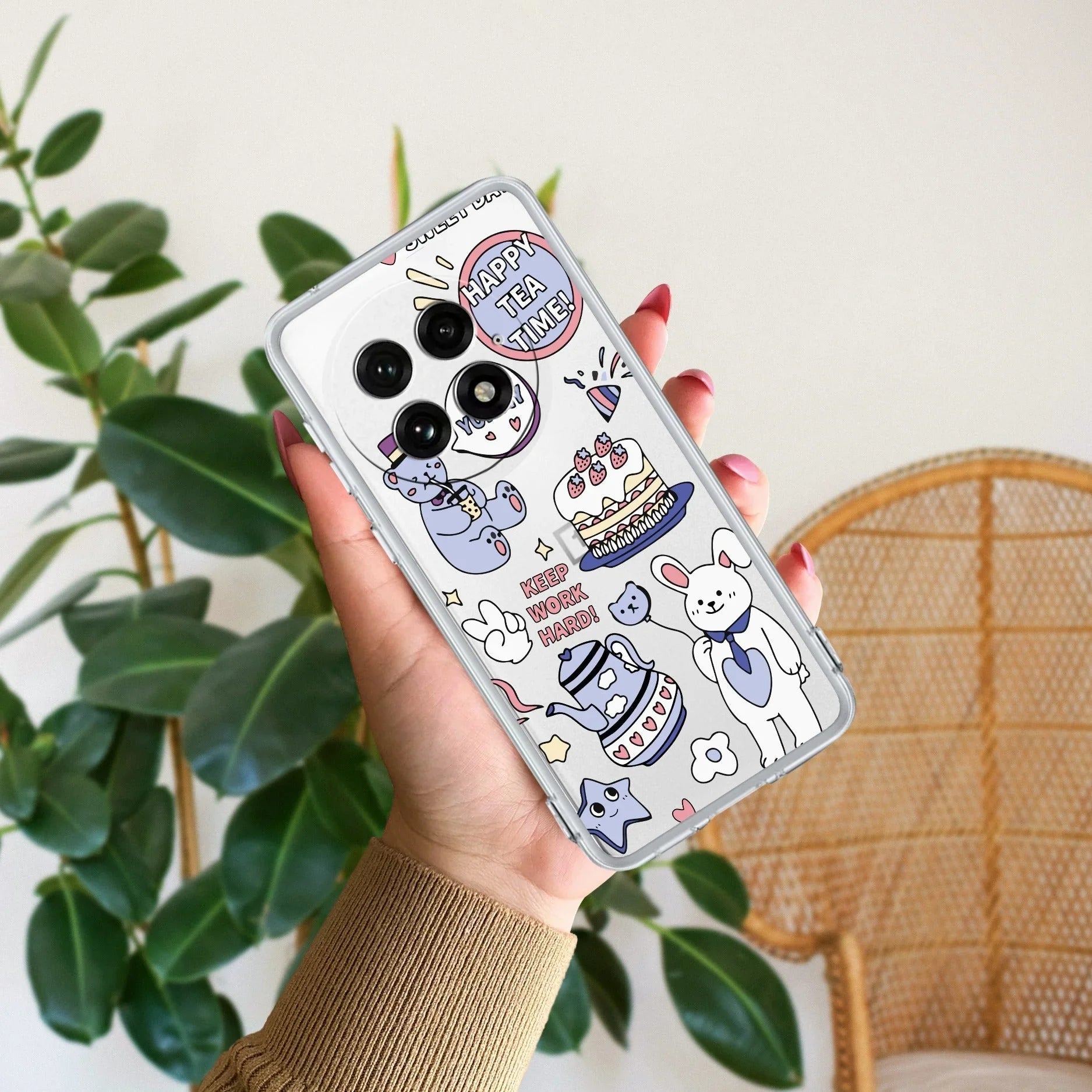 Happy Tea Time Transparent Silicon Case For OnePlus - ShopOnCliQ